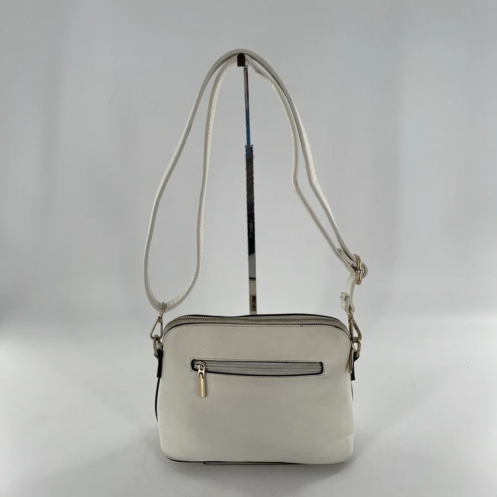 Kate Spade Zip Dome Jeanne Crossbody Saffiano Leather Meringue Cream Ivory Strap